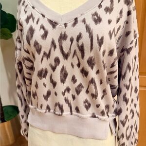 Michael Stars Animal Print V-Neck Sweatshirt